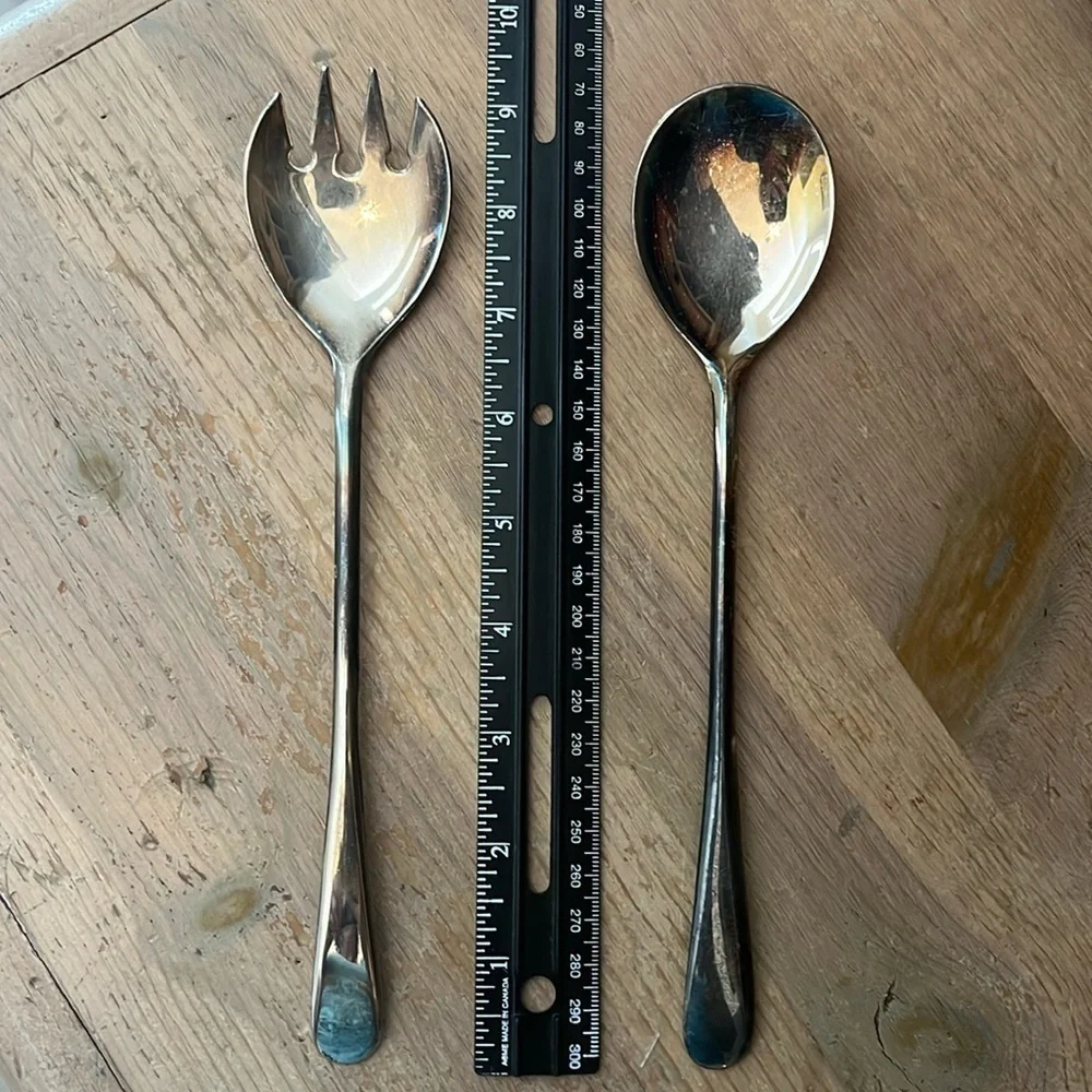 Vintage Silver Plated Hostess Set Made in Italy Unbranded 9” Serving Spoon Fork